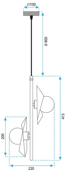 Lampă de tavan APP1410-CP BLACK GOLD