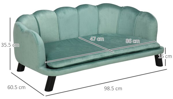 PawHut Canapea Verde pentru Câini Mijlocii-Mari, Suportă până la 32 kg, Tesatura Detasabila și Lavabilă, Confort Superior | Aosom Romania