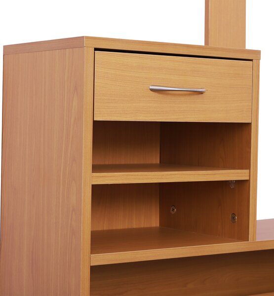 Mobilier Garderoba HOMCOM Dulap Pantofi Reglabil cu Oglinda si Cuier 6 carlige pentru Hol si Dormitor 90x22x116cm Lemn | Aosom Romania