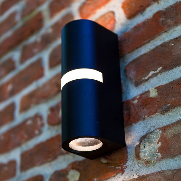 LUTEC Lampă de perete pentru exterior MIKA, negru, înălțime 19 cm, 2 x GU10, IP54, reglabil, Negru, Aluminiu, Modern