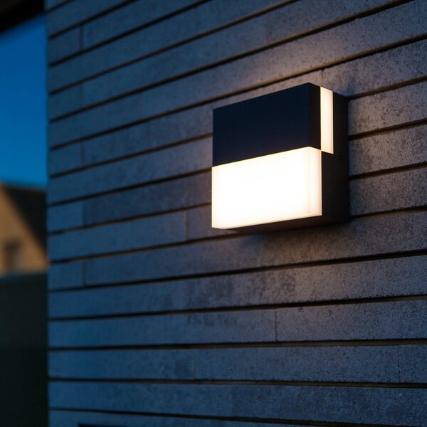 LUTEC Lampă de exterior cu LED DOMINO, gri închis, 14 x cm, IP65, Gri, Aluminiu, Modern