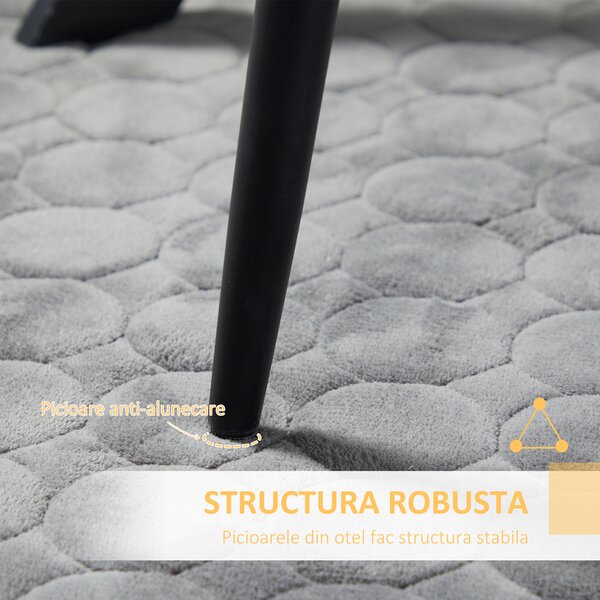 HOMCOM Set 2 Scaune Elegante pentru Dining, Catifea Gri și Picioare din Oțel, Confortabile, Suportă până la 120kg | Aosom Romania