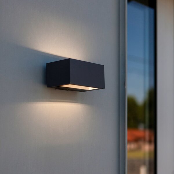 LUTEC Lampă LED de exterior GEMINI, gri închis, 14 cm, IP54, lumină orientabilă în, Gri, Aluminiu, Modern, Perete unghiular