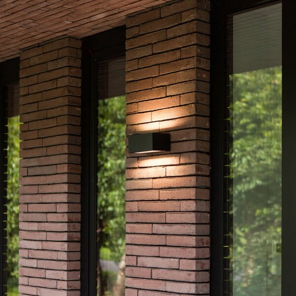 LUTEC Lampă de perete pentru exterior cu LED GEMINI, negru, 14 cm, IP54, lumină, Negru, Aluminiu, Modern, Perete unghiular