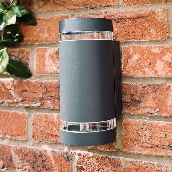 LUTEC Lampă de exterior FOCUS ROUND, gri închis, 24 cm, 2 x GU10 IP44, reglabil, Gri, Aluminiu, Modern