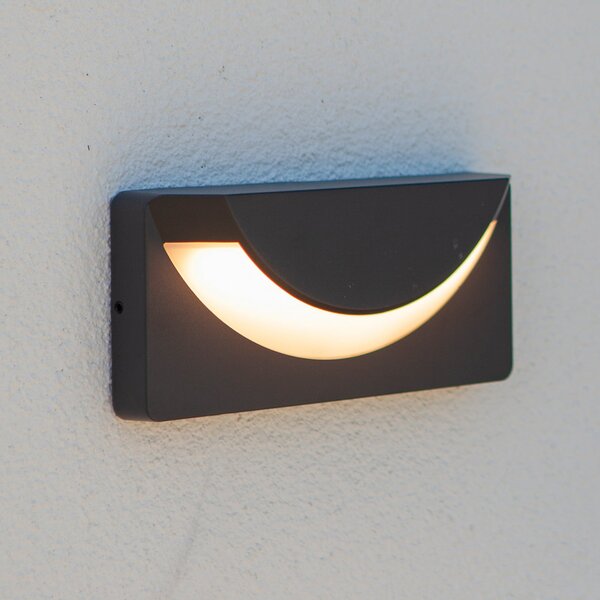 LUTEC Lampă de perete pentru exterior cu LED LUPS, gri închis, lățime 23 cm, IP54, Gri, Aluminiu, Modern, Perete unghiular