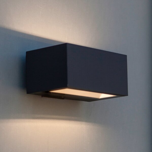 LUTEC Lampă LED de exterior GEMINI, gri închis, 14 cm, IP54, lumină orientabilă în, Gri, Aluminiu, Modern, Perete unghiular