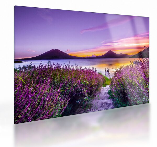 Tablou pe sticlă cu lac (70x50 cm)
