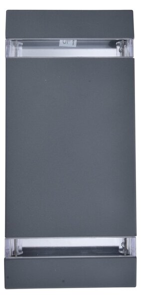LUTEC Lampă de perete pentru exterior cu LED FOCUS SQUARE, gri închis, 24 cm, IP44, Gri, Aluminiu, Modern, Perete unghiular