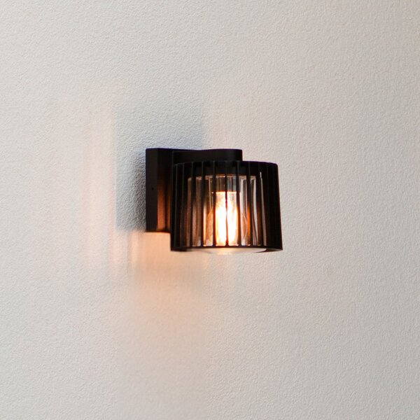 LUTEC Lampă de exterior SHYNE, negru, 19 cm, metal, IP54, E27, reglabil, Negru, Aluminiu, Modern, Perete rotund