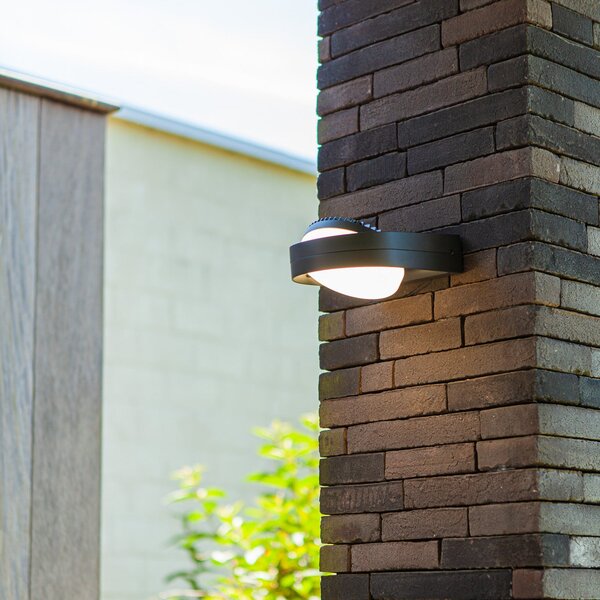 LUTEC Aplică de exterior cu LED FELE, gri închis, 20 cm, metal, IP54, Gri, Aluminiu, Modern