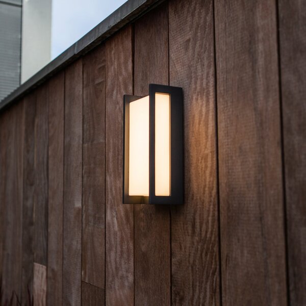 LUTEC Lampă de perete exterioară cu LED QUBO, gri închis, înălțime 22 cm, metal, IP54, Gri, Aluminiu, Modern