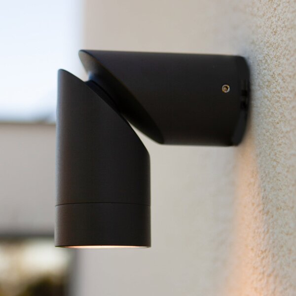 LUTEC Lampă de exterior TUBON, gri închis, Ø 6 cm, metal, IP54, GU10, reglabil, Gri, Aluminiu, Modern