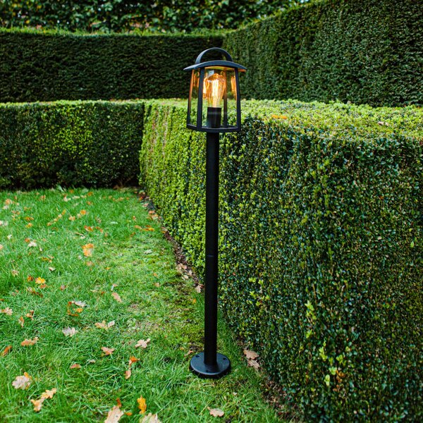 LUTEC Bornă luminoasă KELSEY, negru, înălțime 104 cm, metal, IP44, E27, reglabil, Negru, Aluminiu, Modern