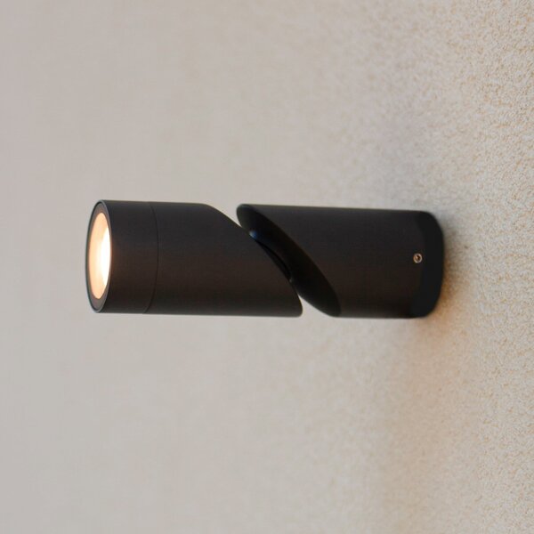 LUTEC Lampă de exterior TUBON, gri închis, Ø 6 cm, metal, IP54, GU10, reglabil, Gri, Aluminiu, Modern
