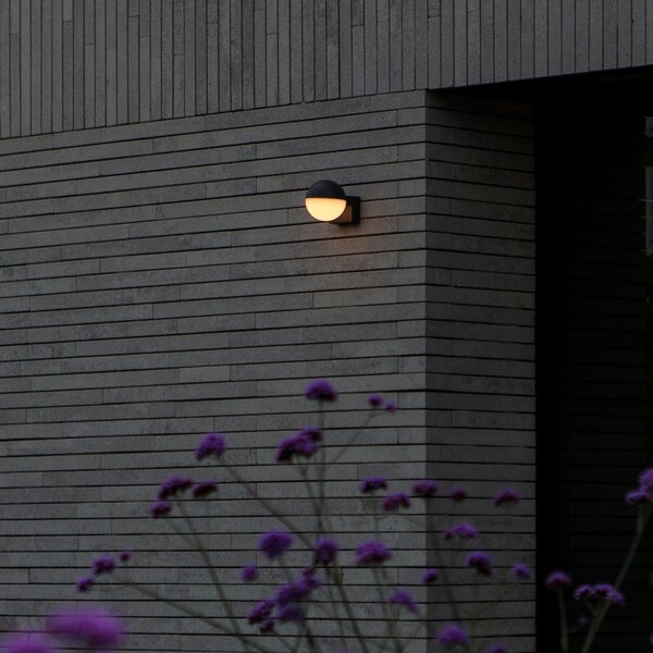 LUTEC Lampă de perete exterioară cu LED LOOMA, gri închis, Ø 10 cm, metal, IP54, Gri, Aluminiu, Modern, Perete rotund
