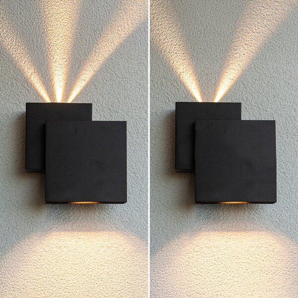 LUTEC Lampă de perete exterioară cu LED RIALTO, negru, 20 cm, IP44, lumină, Negru, Aluminiu, Modern, Priză de perete sus / jos