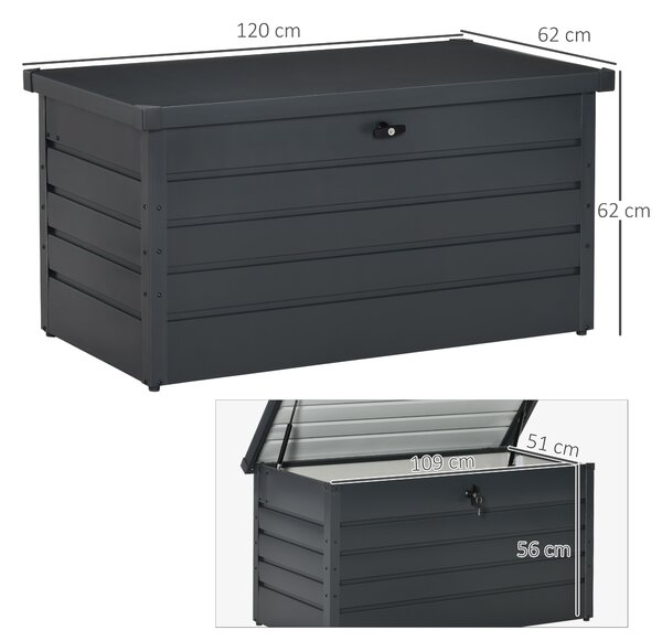 Outsunny Banca Lada de Depozitare de Gradina cu Cheie, Lada Moderna din Otel 120x62x62cm