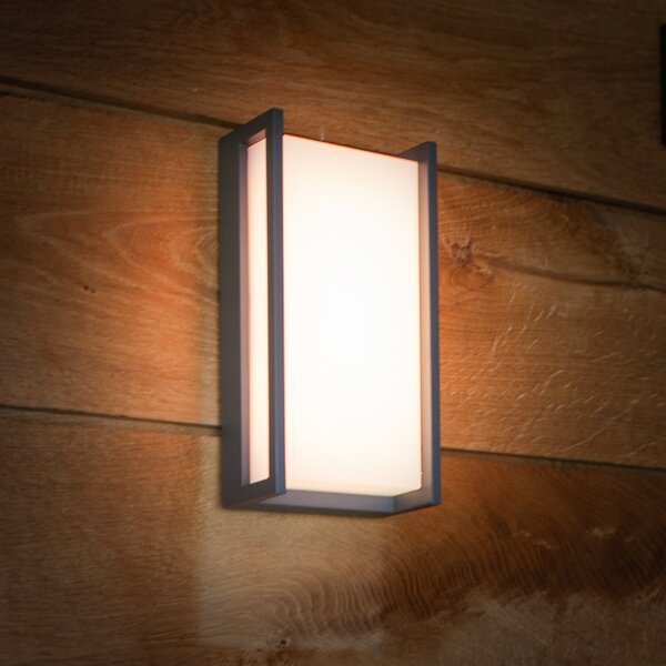 LUTEC connect Lampă de exterior inteligentă cu LED QUBO, gri închis, 22 cm, IP54, RGB, CCT, Gri, Aluminiu, Modern