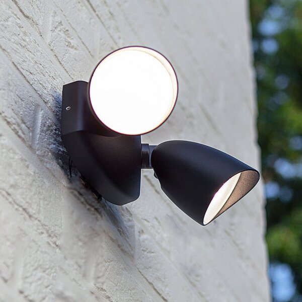 LUTEC Proiector LED de exterior SHRIMP, negru, 20 W, cu 2 becuri, IP54, Negru, Aluminiu, Modern