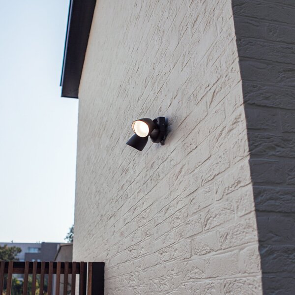 LUTEC Proiector LED de exterior SHRIMP, negru, 20 W, cu 2 becuri, IP54, Negru, Aluminiu, Modern