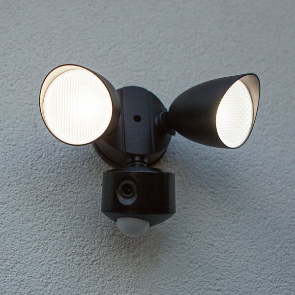 LUTEC Proiector exterior cu senzor LED SHRIMP negru, 20 W, 2 becuri, IP54, Negru, Aluminiu, Modern