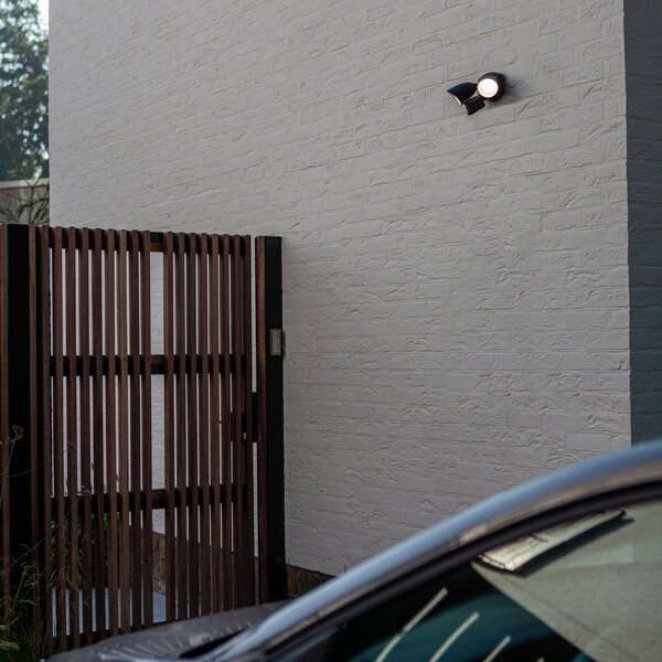 LUTEC Proiector exterior cu senzor LED SHRIMP negru, 20 W, 2 becuri, IP54, Negru, Aluminiu, Modern