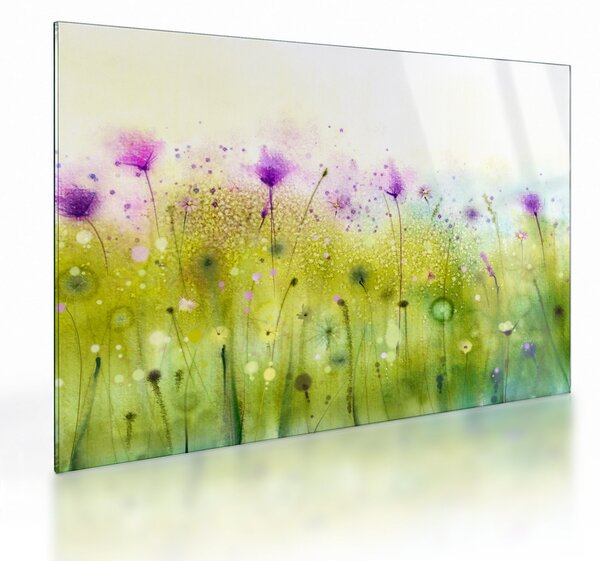 Tablou pe sticlă - Flori de luncă (70x50 cm)