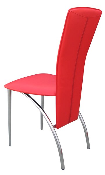 Scaun bucatarie Nora Chrome, Rosu piele ecologica