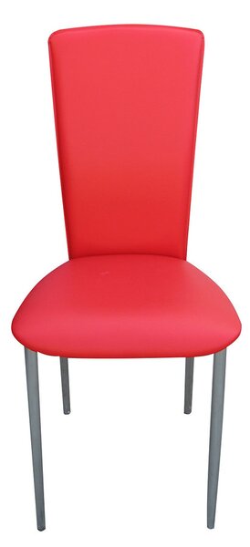 Scaun bucatarie Nora Chrome, Rosu piele ecologica