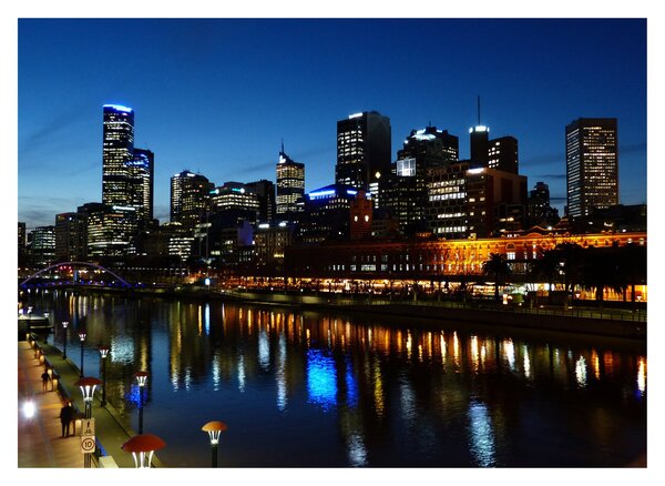 Tablou pe sticlă cu noaptea în Melbourne (70x50 cm)