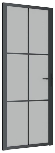 Ușă de interior, 83x201,5 cm, sticlă neagră mată și aluminiu