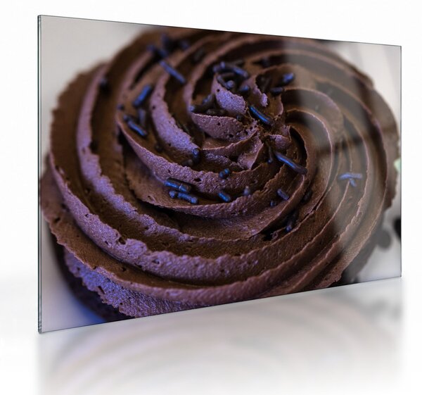 Tablou pe sticlă - Cupcake din ciocolată (70x50 cm)