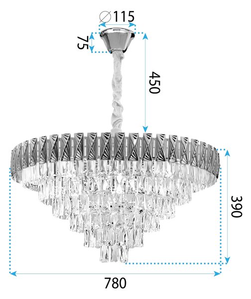 Lampă suspendată Cristal G061-CP 80CM GOLD