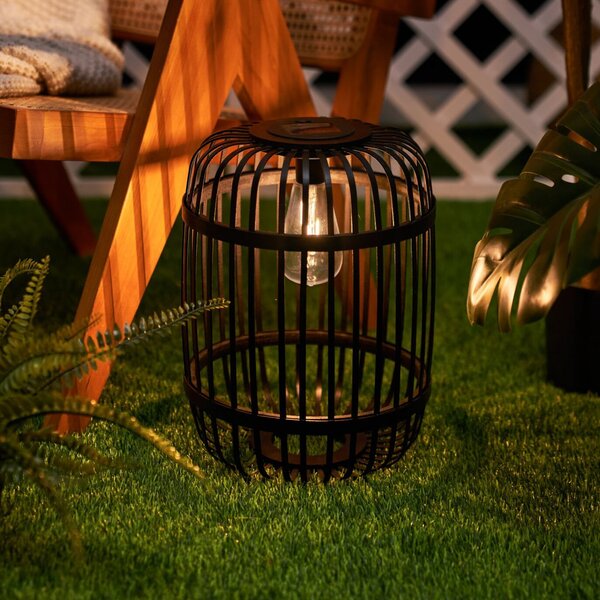 Pauleen Lampa de masă solară cu LED SUNSHINE RAY, negru, 25 cm, IP44, Negru, Bamboo, Viața tânără