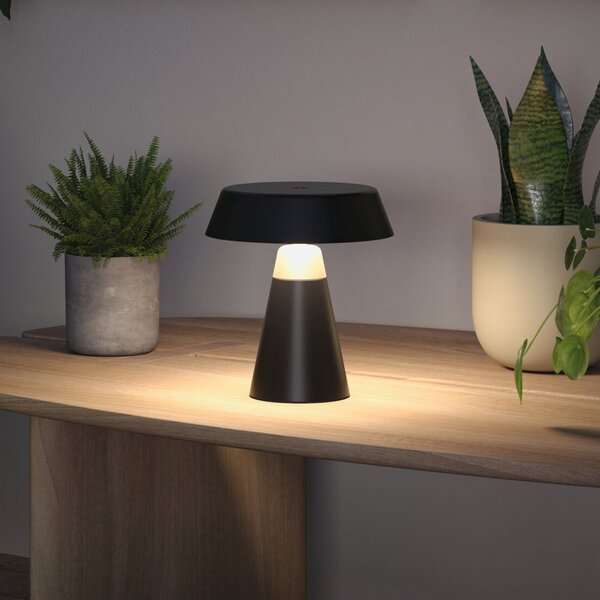 Paulmann Lampa de masă cu baterie LED Lirox, negru/bej, 20 cm, IP44, reglabil, Negru, Camera de zi / sufragerie, Metal, Modern