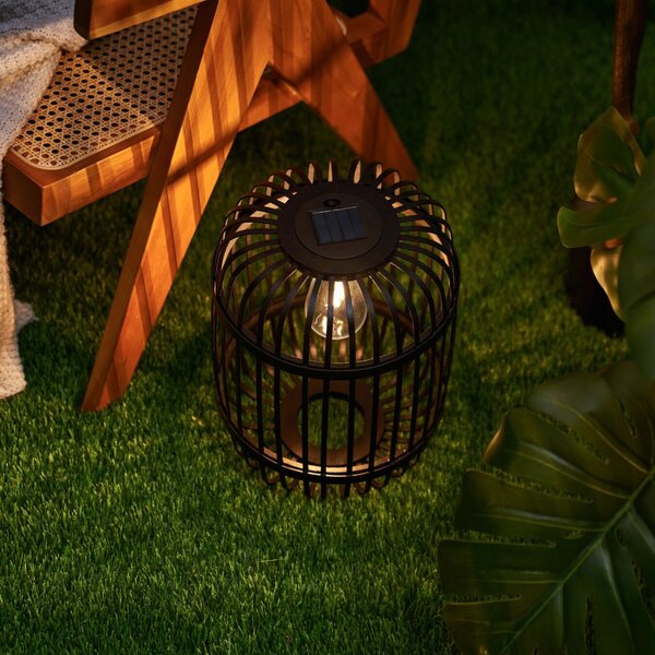 Pauleen Lampa de masă solară cu LED SUNSHINE RAY, negru, 25 cm, IP44, Negru, Bamboo, Viața tânără