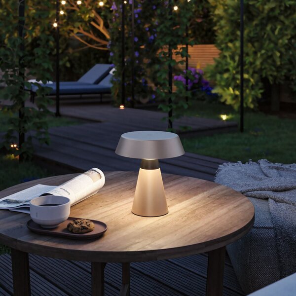 Paulmann Lampa de masă cu baterie LED Lirox, bej/negru, 20 cm, IP44, reglabil, Bej, Camera de zi / sufragerie, Metal, Modern