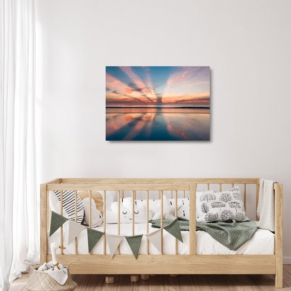 Tablou pe sticlă cu razele solare deasupra plajei Dayton (70x50 cm)