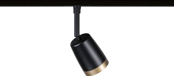 Paulmann URail Spot pe șină COVER, negru/auriu, Ø 7 cm, GU10, reglabil, Negru, Camera de zi / sufragerie, Metal, Modern