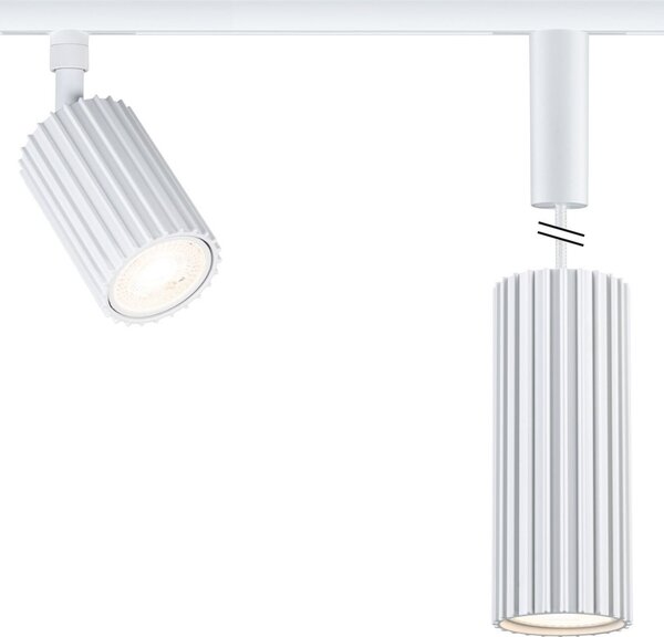 Paulmann Lampă suspendată pe șină URail Lirena, albă, Ø 6 cm, GU10, reglabil, Alb, Camera de zi / sufragerie, Metal, Modern