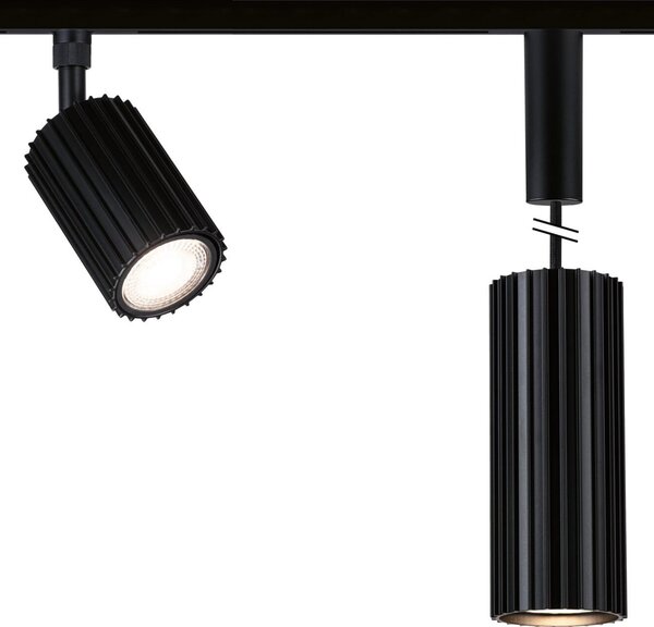 Paulmann Lampa suspendată pe șină URail Lirena, negru, Ø 6 cm, GU10, reglabil, Negru, Camera de zi / sufragerie, Metal, Modern