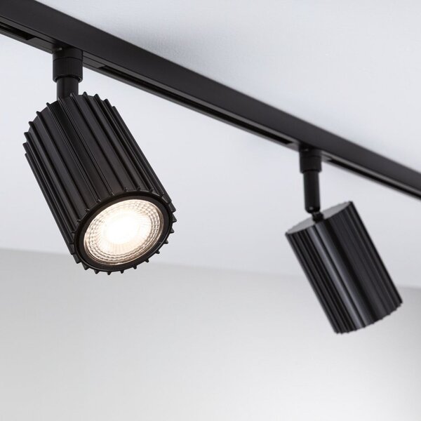 Paulmann URail Spot pe șină Lirena, negru, Ø 6 cm, GU10, reglabil, Negru, Camera de zi / sufragerie, Metal, Modern