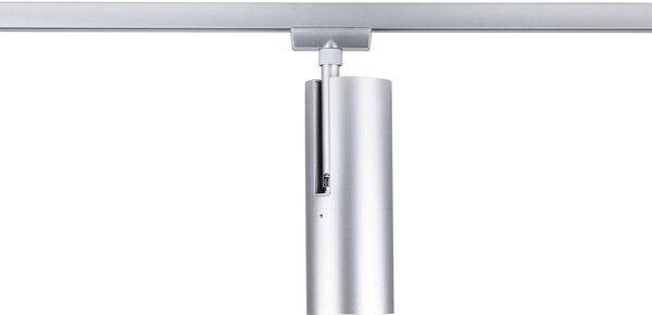 Paulmann Spot pe șină LED URail Theron, crom, 3.000 K, Ø 6 cm, reglabil, Metalic, Camera de zi / sufragerie, Plastic, Modern