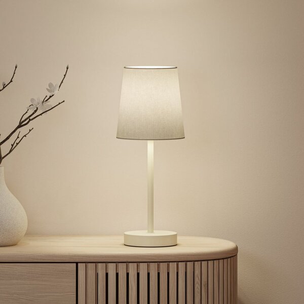 Paulmann Lampa de masă Stellan II, crem, înălțime 40 cm, material textil, Bej, Camera de zi / sufragerie, Țesătură / Textil