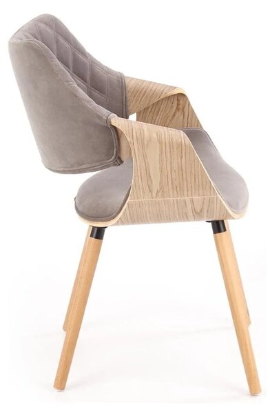 Scaun tapitat K396, stejar/gri, stofa catifelata/placaj, 56x55x77 cm