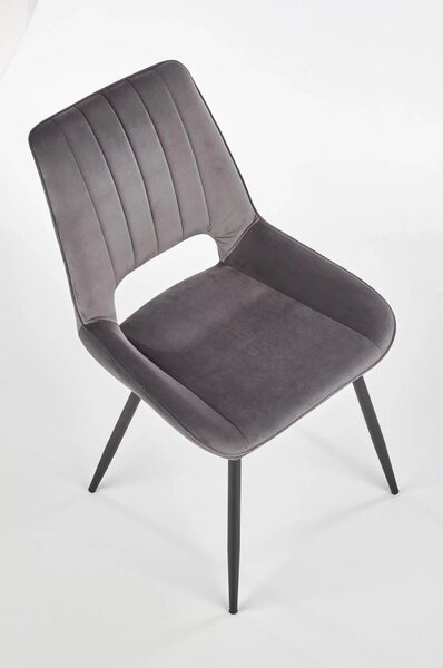 Scaun tapitat K404, gri/negru, stofa/metal, 52x58x88 cm