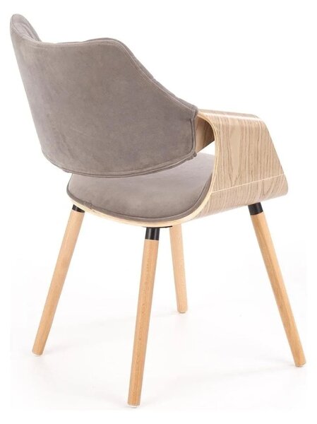 Scaun tapitat K396, stejar/gri, stofa catifelata/placaj, 56x55x77 cm