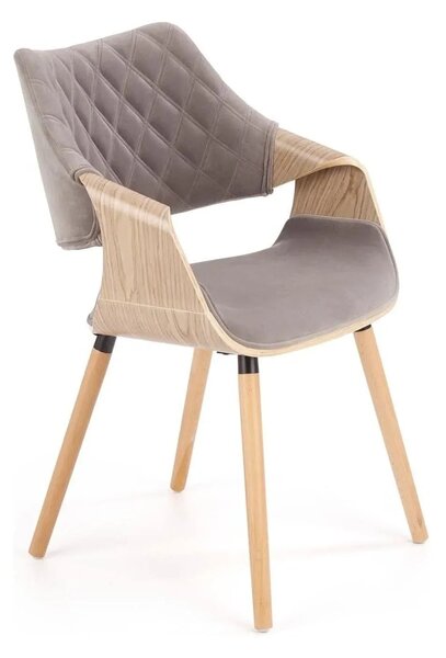 Scaun tapitat K396, stejar/gri, stofa catifelata/placaj, 56x55x77 cm