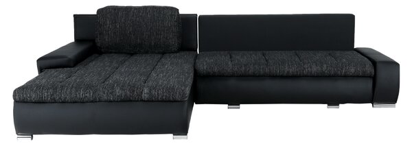 KONDELA Colţar, negru/negru şuviţat, TONIKS